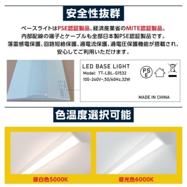 ledベースライト 40W型2灯相当 逆富士 2台セット  LED蛍光灯 薄型 器具一体型 一体型照明 天井直付型 直管蛍光灯 ベースライト シーリングライト キッチンライト 防震 防虫 送料無料 tt-lbl-g1532-2set