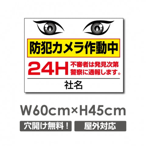 24時間 W600xH450mm カメラ録画中 監視カメラ作動中 camera-207