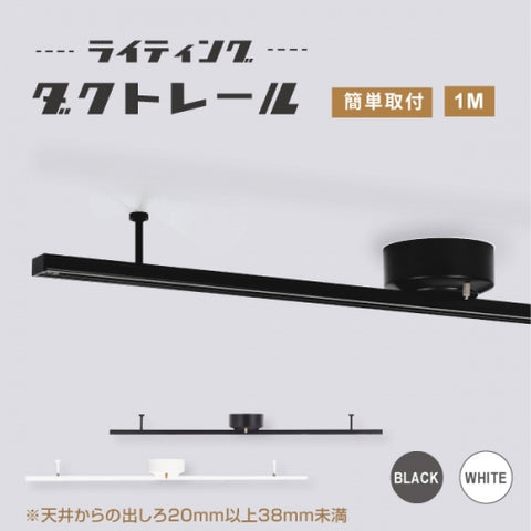ライティングレール 1m ダクトレール 簡単取付インテリアダクト clt1000-wh