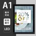 LEDポスターパネル A1サイズ 屋外対応 防犯鍵付き 薄型 W694×H941mm ポスターフレーム LEDパネル ブラック T003-2-A1 1