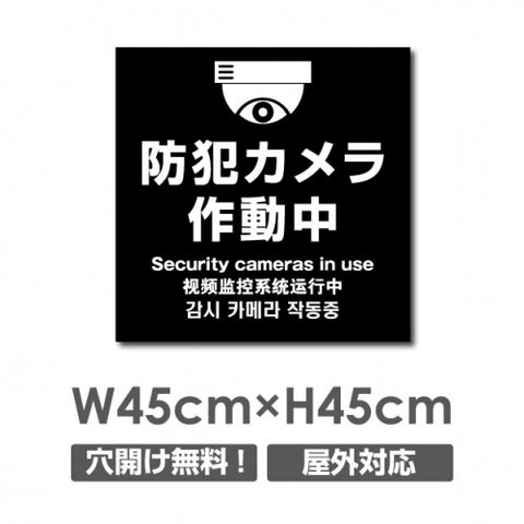 防犯カメラ作動中 パネル看板 プレート看板 W450xH450mm camera-284