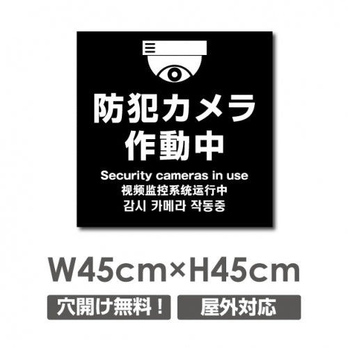防犯カメラ作動中 パネル看板 プレート看板 W450xH450mm camera-284