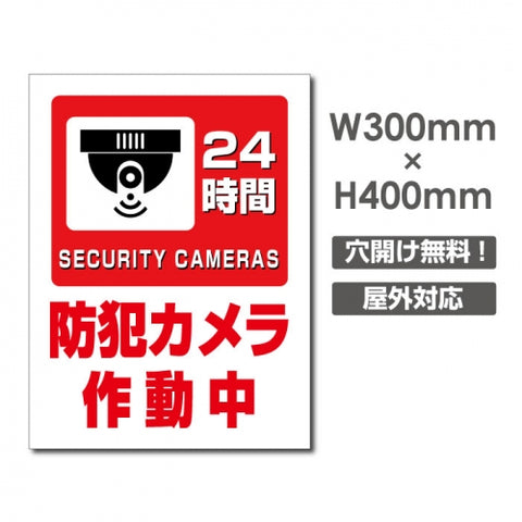 防犯カメラ作動中 パネル看板 プレート看板  W300xH400mm camera-296