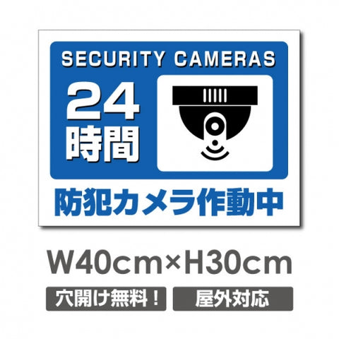 防犯カメラ作動中 パネル看板 プレート看板 W400xH300mm camera-306
