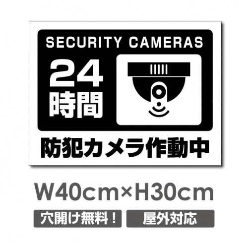 防犯カメラ作動中 パネル看板 プレート看板 W400xH300mm camera-309