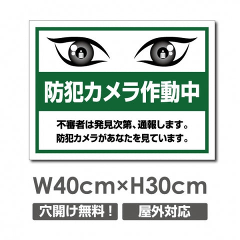 防犯カメラ作動中 パネル看板 プレート看板 W400xH300mm camera-312