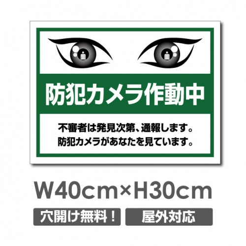 防犯カメラ作動中 パネル看板 プレート看板 W400xH300mm camera-312