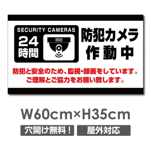 防犯カメラ作動中 パネル看板 プレート看板 W600xH350mm camera-345