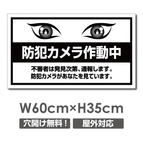 防犯カメラ作動中 パネル看板 プレート看板 W600xH350mm camera-349