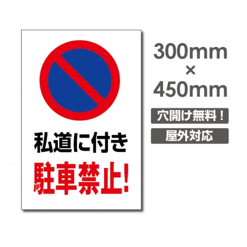 私道に付き駐車禁止! W300xH450mm 駐車厳禁 car-332