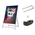 A型スタンド看板 B2 片面表示 屋外対応 防風 風対策セット 付属品付き 3点セット シルバー ブラック 木目 店舗用看板 3SET-JC-B2-S 3