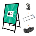 A型スタンド看板 B2 片面表示 屋外対応 防風 風対策セット 付属品付き 4点セット シルバー ブラック 木目 店舗用看板 4SET-JC-B2-S 4