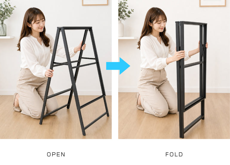 閉じるだけで、 すっきり収納。