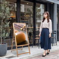 A型スタンド看板 C1サイズ 片面仕様 屋外対応 耐候 軽量 アルミフレーム 折りたたみ式 スタンドサイン 店舗用看板 シルバー ブラック 木目 c1-s 7