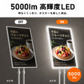 LED ポスターパネル スタンド A3 A4 5000lm 片面 屋内用 高輝度 高さ調整 角度調整 差し込み式 ライトパネル 案内板 電飾看板 店舗用 飲食店 シルバー lds-d-sv 2