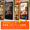 LEDパネル 光るポスターフレーム 下部LED表示 A1 A2 B2 壁掛け 4000lux スマホAPP操作 フルカラー 電光掲示板 電飾看板 店舗販促 飲食店 居酒屋 lmin 3