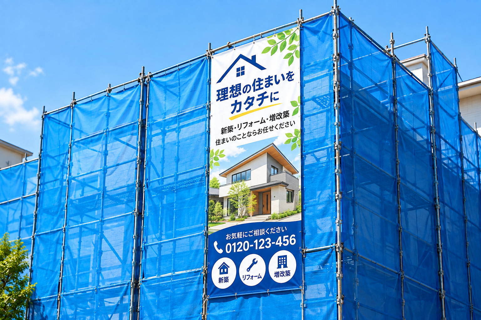 建設現場の垂れ幕として