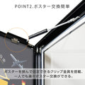 LEDポスターパネル 屋外用 A0 角形 防犯鍵付き式 シルバー/ブラック W928×H1275mm ポスターフレーム LEDパネル okh49-a0 4