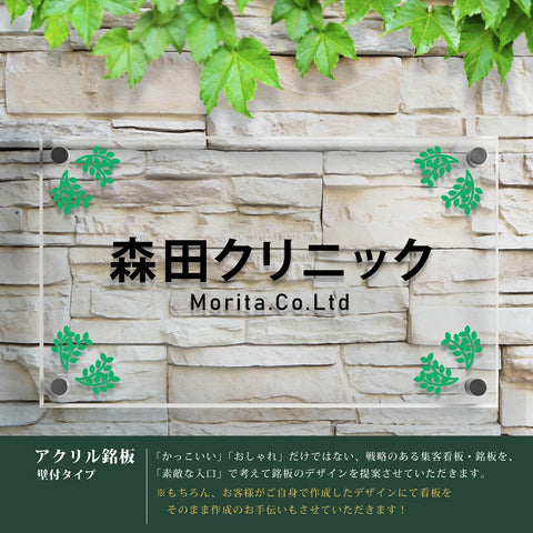 アクリル銘板 H300×W500mm×t5mm 社名・案内板 化粧ビス止め 会社・事務所・店舗用 サインプレート gs-pl-tomeicolor-500-300