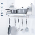 日本製 ステンレス平棚 パイプ付 W900×D300mm フック5本付き 業務用 壁掛け棚 キッチン収納 skk-002-9030 4