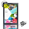 LEDポスターパネル 屋内用 A2 四辺開閉式 アルミフレーム 7000lux W465×H659mm シルバー/ブラック ポスターフレーム LEDパネル Y-PGP-A2 8