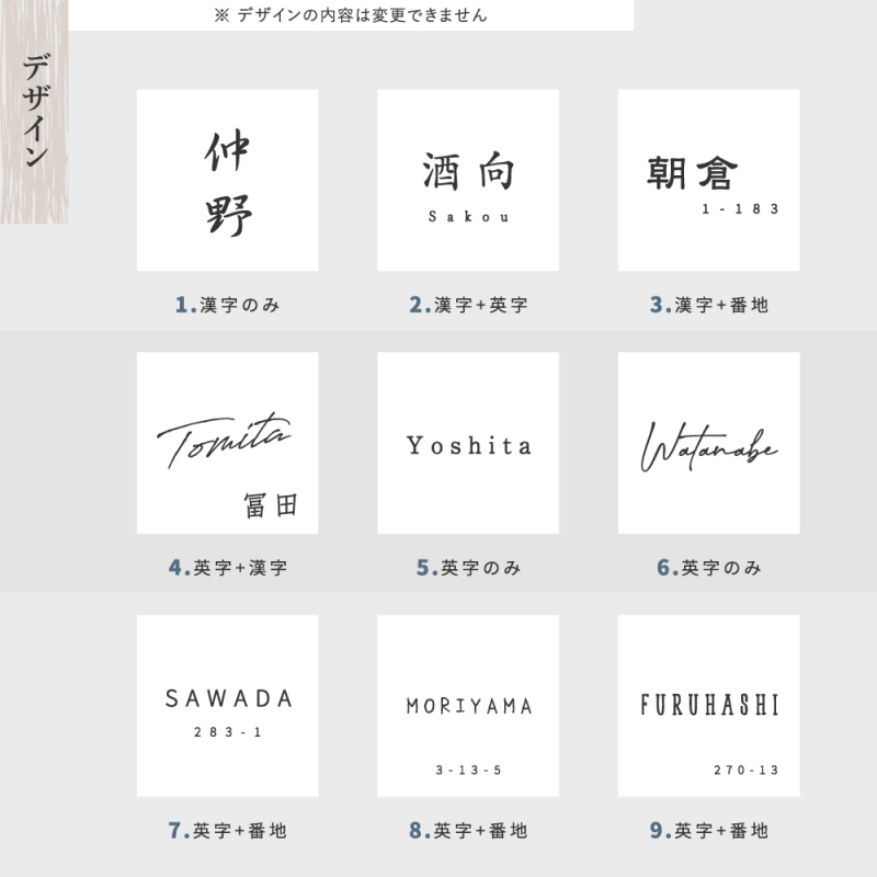 表札 W148×H148×t8.5mm 戸建 新築祝い 屋外 外構 玄関 番地 gs-nmpl-1094