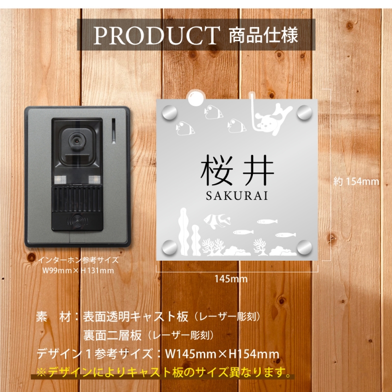 表札 戸建て 門札 エクステリア 玄関 透明キャスト板 屋外 gs-nmpl-1001
