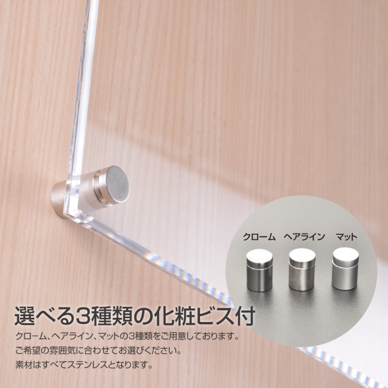 お店・会社看板・銘板 マンション・アパート名称銘板化粧ビス止め gs-pl-tomeicolor-300-300